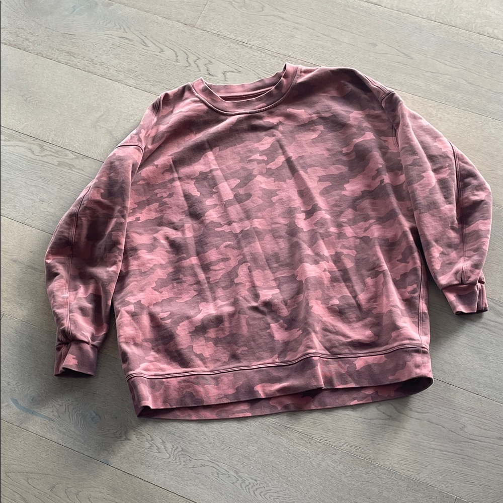 lululemon athletica Pink Camo Crew Neck Sweatshirt